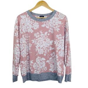 Splendid dusty pink floral sweatshirt with gray trim size medium